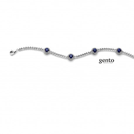 Gento Armband 250.244 - Zilver, Zirkoon, Blauwe Kleursteen