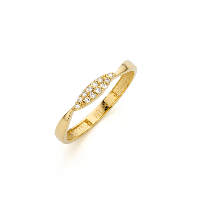 White Line Ring rwl1335y - Geel Goud 18ct, Diamant 0,05ct, Maat 51