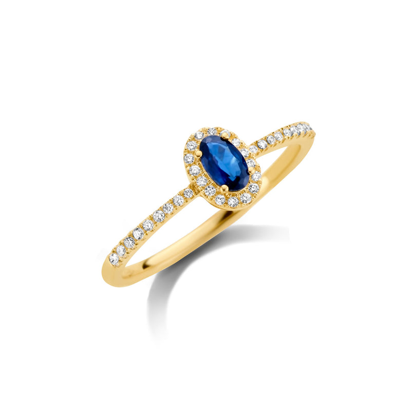 Dulci Nea Ring 210.909 - Geel Goud 18ct, Blauwe Saffier, Diamant 0,12ct