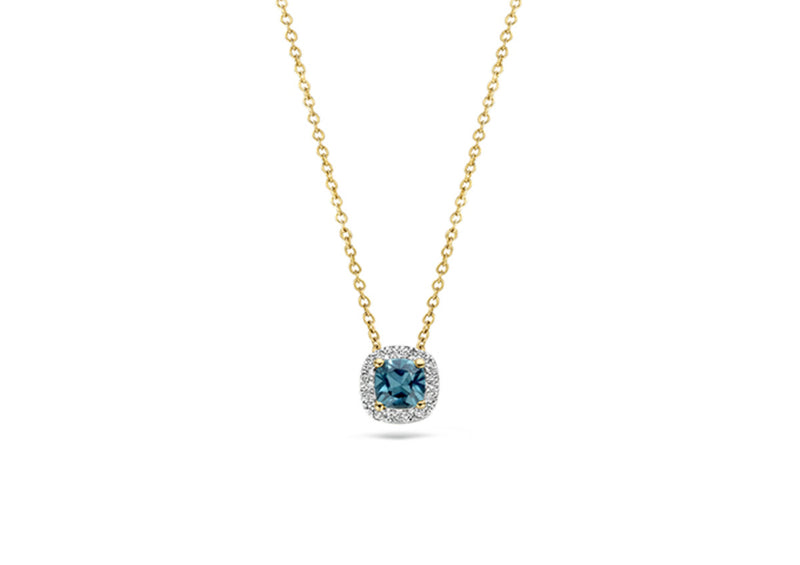 Blush Halsketting 220.630 - Geel Goud 14ct, Diamant, London Blue Topaas